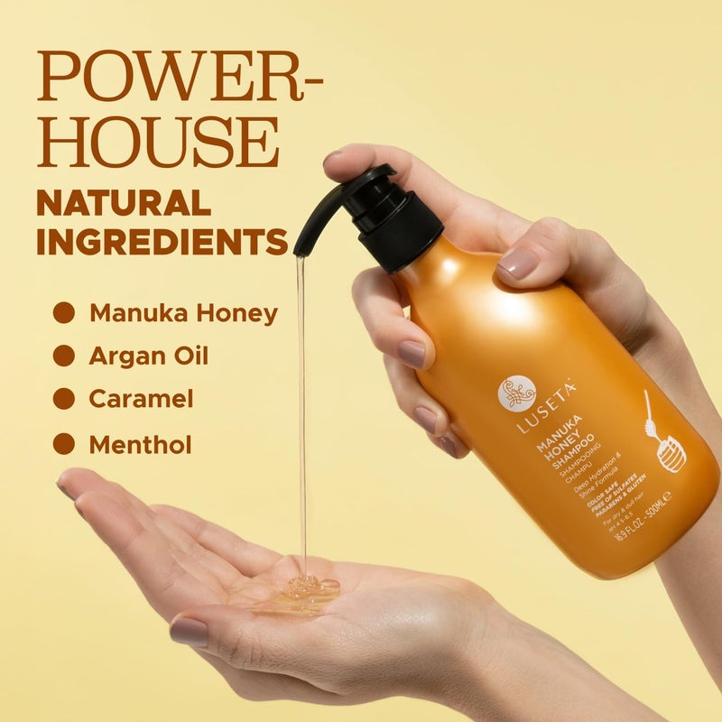 لوسيتا شامبو لوسيتا بعسل مانوكا مرطب للشعر الجاف والتالف، تركيبة مرطبة تُصلح التجعد وتُضفي لمعانًا على الشعر الباهت، 16.9 أونصة - Image 3